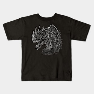 Dilophosaurus Black and White Kids T-Shirt